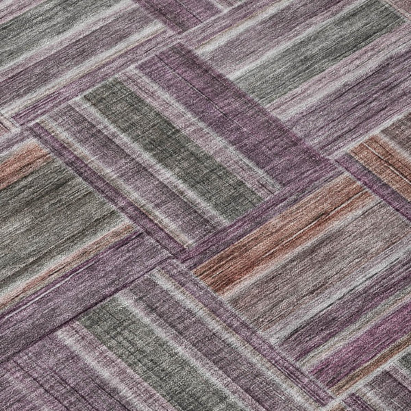 8 X 10 Purple Geometric Polyester Area Rug Washable for Patio Porch or Living Room