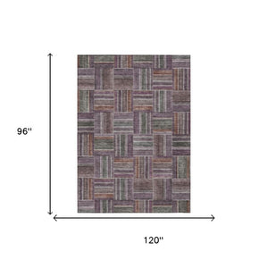 8 X 10 Purple Geometric Polyester Area Rug Washable for Patio Porch or Living Room