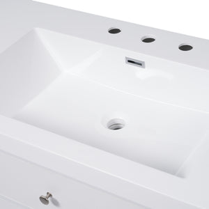 English Elm Christopher Knight Home® - 60" Modern Bathroom Vanity with Durable SMC Sink, Rattan Doors, Soft-Close Drawers, Pine Legs White N817P296130W
