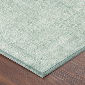8 Ft Round Oriental Geometric Polyester Rug Stain Resistant for Indoor Outdoor Use