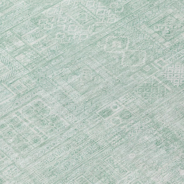 8 Ft Round Oriental Geometric Polyester Rug Stain Resistant for Indoor Outdoor Use
