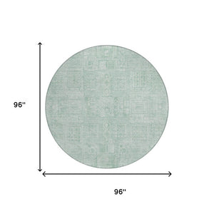 8 Ft Round Oriental Geometric Polyester Rug Stain Resistant for Indoor Outdoor Use
