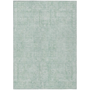 HomeRoots 8x10 Aqua Teal Oriental Polyester Area Rug Washable Stain Resistant Indoor Outdoor Use 742076