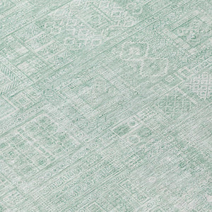 8x10 Aqua Teal Oriental Polyester Area Rug Washable Stain Resistant Indoor Outdoor Use
