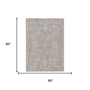 5x8 Beige Brown Oriental Polyester Area Rug Washable for Indoor Outdoor Use