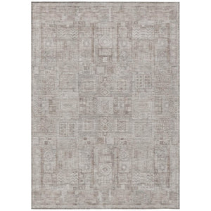 HomeRoots 9x12 Oriental Beige Brown Polyester Area Rug Washable Stain Resistant Indoor Outdoor 742083