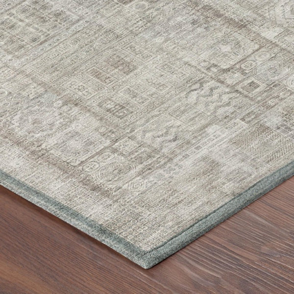 9x12 Oriental Beige Brown Polyester Area Rug Washable Stain Resistant Indoor Outdoor
