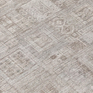 9x12 Oriental Beige Brown Polyester Area Rug Washable Stain Resistant Indoor Outdoor
