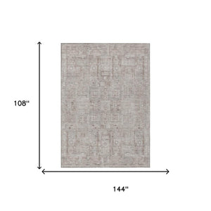 9x12 Oriental Beige Brown Polyester Area Rug Washable Stain Resistant Indoor Outdoor