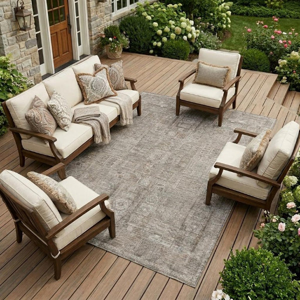 8 X 10 Oriental Polyester Area Rug Stain Resistant Indoor Outdoor Patio Living Room