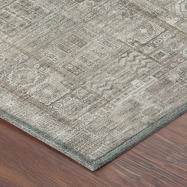9x12 Oriental Polyester Area Rug Stain Resistant Indoor Outdoor Brown Silver
