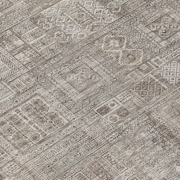 9x12 Oriental Polyester Area Rug Stain Resistant Indoor Outdoor Brown Silver