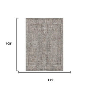 9x12 Oriental Polyester Area Rug Stain Resistant Indoor Outdoor Brown Silver