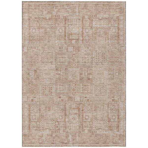 HomeRoots 8 X 10 Copper Orange Oriental Polyester Area Rug Stain Resistant Indoor Outdoor 742094