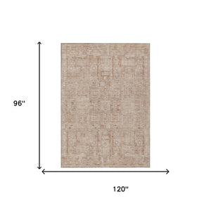 8 X 10 Copper Orange Oriental Polyester Area Rug Stain Resistant Indoor Outdoor