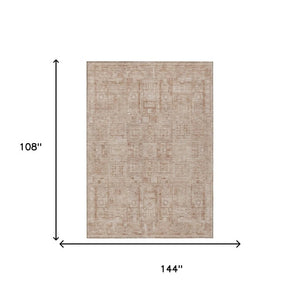 9 X 12 Copper Orange Oriental Polyester Area Rug Washable Indoor Outdoor Patio