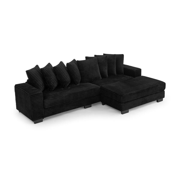 English Elm Corduroy Tufted L-Shaped Sleeper Sectional Sofa - Versatile Modular Design For Modern Living Spaces W487S00343