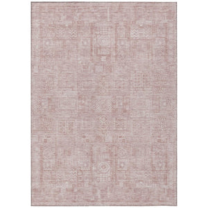 HomeRoots 8 X 10 Pink Tan Oriental Polyester Area Rug Washable for Indoor Outdoor Use 742100