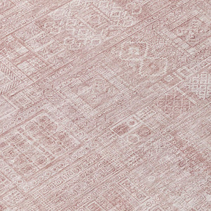 8 X 10 Pink Tan Oriental Polyester Area Rug Washable for Indoor Outdoor Use