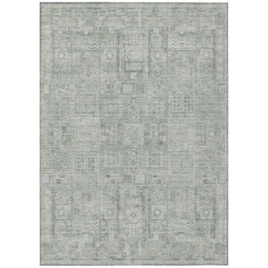 HomeRoots 5x8 Sage Green Oriental Polyester Area Rug Stain Resistant for Indoor Outdoor Use 742104