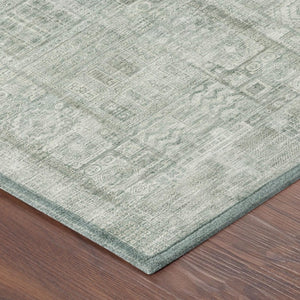 5x8 Sage Green Oriental Polyester Area Rug Stain Resistant for Indoor Outdoor Use