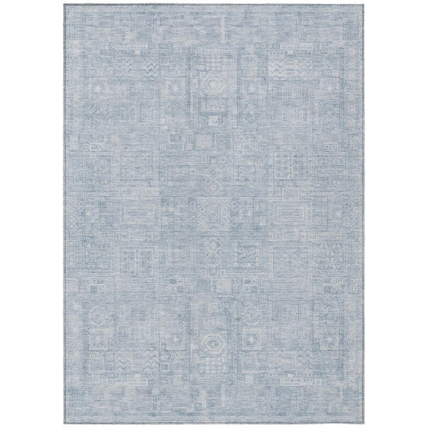 HomeRoots 5x8 Sky Blue Oriental Polyester Area Rug Washable Indoor Outdoor Stain Resistant 742110