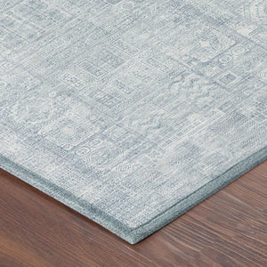 5x8 Sky Blue Oriental Polyester Area Rug Washable Indoor Outdoor Stain Resistant