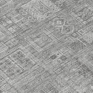 8x10 Silver Gray Oriental Polyester Area Rug Washable Stain Resistant Indoor Outdoor
