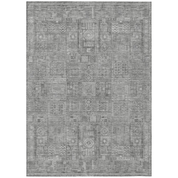 HomeRoots 9 X 12 Silver Gray Oriental Polyester Area Rug Stain Resistant Indoor Outdoor 742119