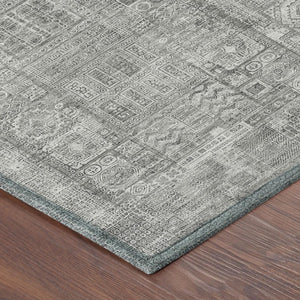 9 X 12 Silver Gray Oriental Polyester Area Rug Stain Resistant Indoor Outdoor