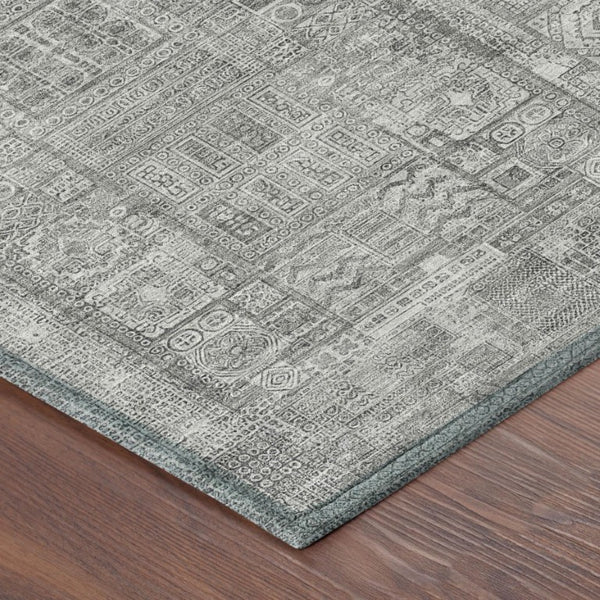 9 X 12 Silver Gray Oriental Polyester Area Rug Stain Resistant Indoor Outdoor