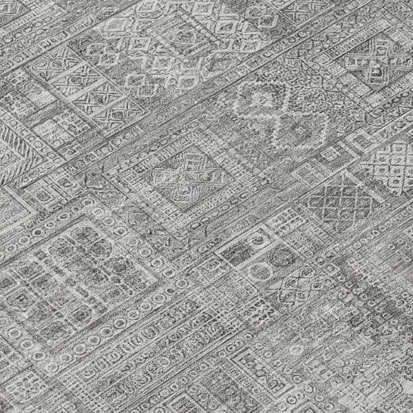 9 X 12 Silver Gray Oriental Polyester Area Rug Stain Resistant Indoor Outdoor