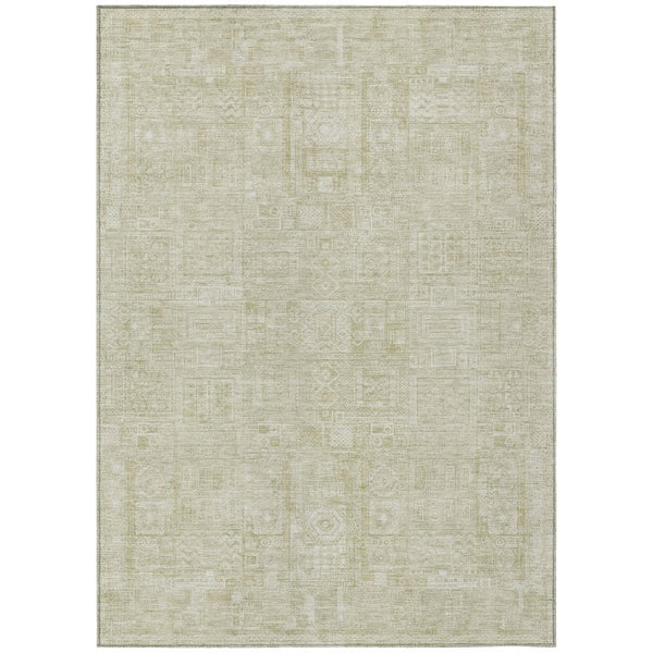 HomeRoots 8 X 10 Wheat Gold Oriental Polyester Area Rug Washable for Indoor Outdoor Use 742124