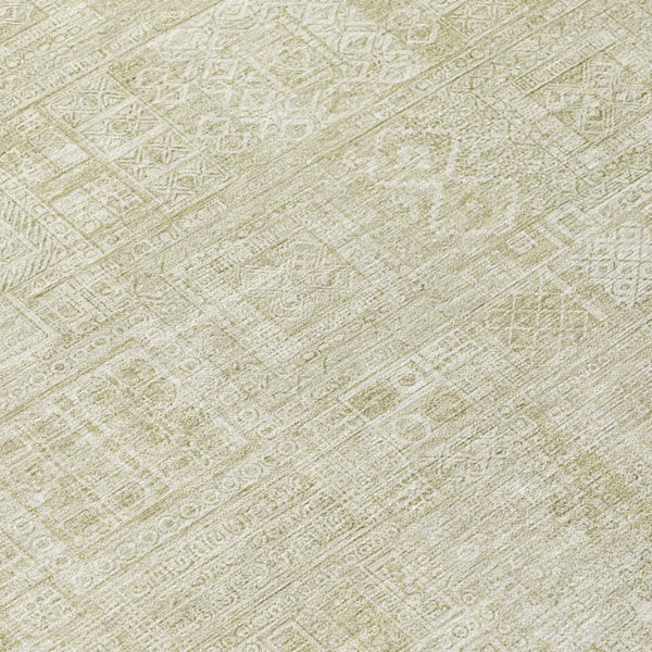 8 X 10 Wheat Gold Oriental Polyester Area Rug Washable for Indoor Outdoor Use