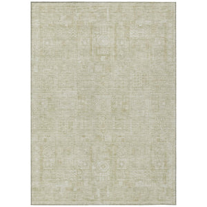HomeRoots 9 X 12 Oriental Polyester Area Rug Washable Stain Resistant Indoor Outdoor Wheat Gold 742125