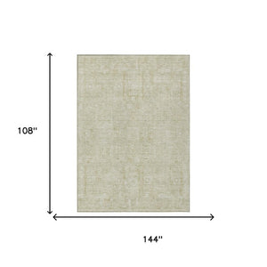 9 X 12 Oriental Polyester Area Rug Washable Stain Resistant Indoor Outdoor Wheat Gold