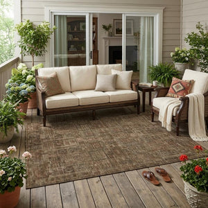 5 X 8 Copper Orange Oriental Polyester Area Rug Washable Stain Resistant Patio