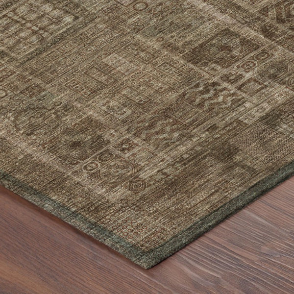 9x12 Copper Orange Oriental Polyester Area Rug Washable Stain Resistant Patio