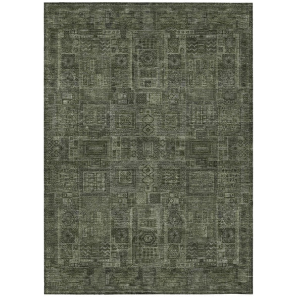 HomeRoots 5 X 8 Oriental Polyester Area Rug Stain Resistant Indoor Outdoor Green Patio 742134