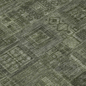 5 X 8 Oriental Polyester Area Rug Stain Resistant Indoor Outdoor Green Patio