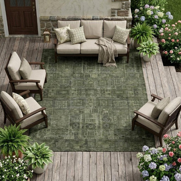 9 X 12 Oriental Polyester Area Rug Stain Resistant for Indoor Outdoor Living Spaces