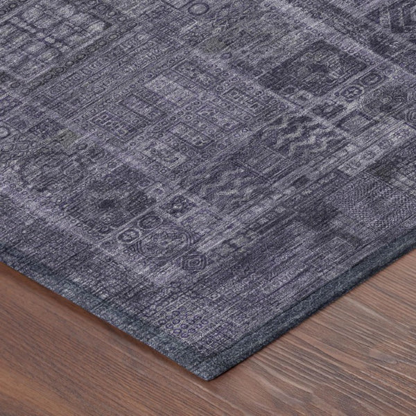 5x8 Purple Oriental Polyester Area Rug Washable Stain Resistant Indoor Outdoor Use