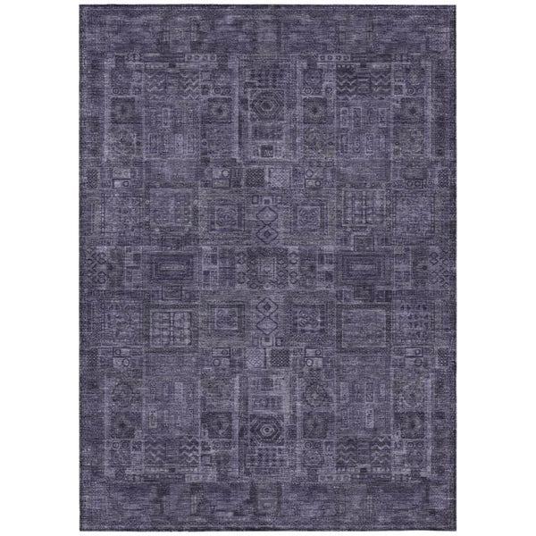 HomeRoots 10 X 14 Eggplant Purple Oriental Polyester Area Rug Washable for Patio or Living Room 742144