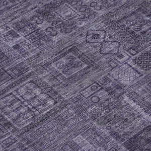10 X 14 Eggplant Purple Oriental Polyester Area Rug Washable for Patio or Living Room