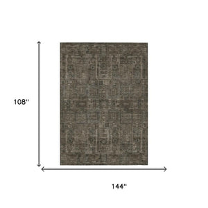 9x12 Oriental Pattern Indoor Outdoor Rug Stain Resistant Polyester for Patio or Living Room