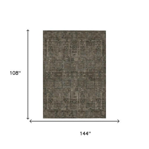 9x12 Oriental Pattern Indoor Outdoor Rug Stain Resistant Polyester for Patio or Living Room