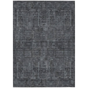 HomeRoots 10 X 14 Gray Graphite Oriental Polyester Area Rug Washable for Indoor Outdoor Use 742156