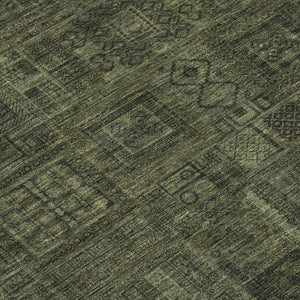 5x8 Olive Oriental Polyester Area Rug Washable Stain Resistant Indoor Outdoor Use
