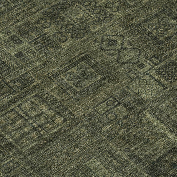 10 X 14 Oriental Olive Area Rug Washable Polyester Stain Resistant Indoor Outdoor