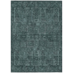 HomeRoots 5 X 8 Teal Graphite Oriental Polyester Area Rug Washable for Patio or Living Room 742176